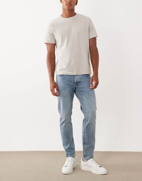 Jack & Jones Mike tapered jeans in light wash blue