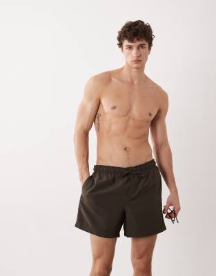 Mittellange Badeshorts in Braun-Brown Brown S