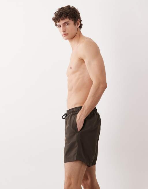 Jack & Jones – Mittellange Badeshorts in Braun, 3 von 5
