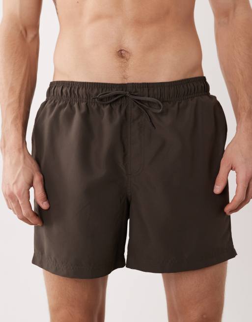 Jack & Jones – Mittellange Badeshorts in Braun, 4 von 5