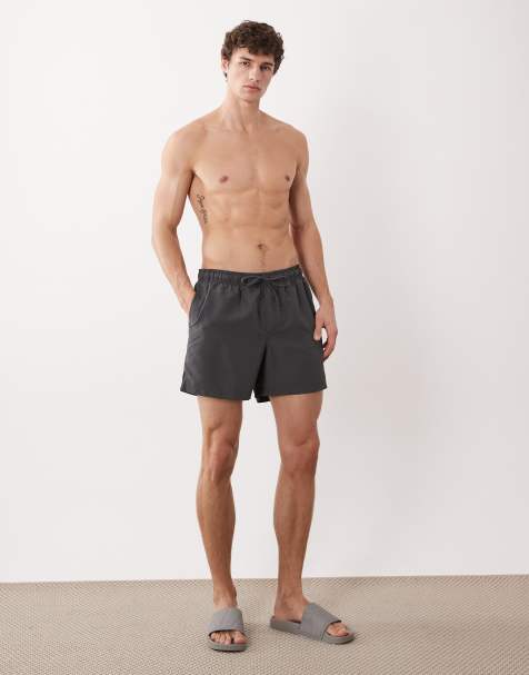 Jack & Jones – Mittellange Badeshorts in Grau - view 1