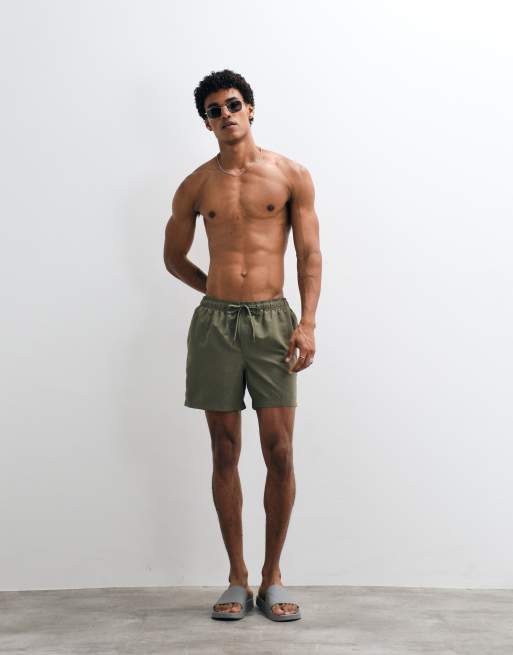 Jack & Jones – Mittellange Badeshorts in Khaki, 2 von 9