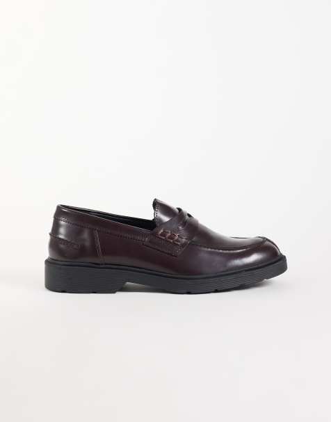 Jack & Jones mocasines penny con suela gruesa en burdeos oscuro - view 1