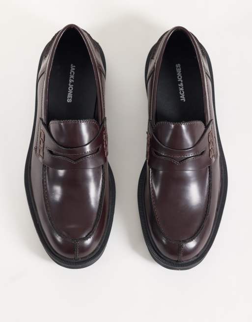 Jack & Jones mocassins penny à semelle chunky en bordeaux, 2 de 4