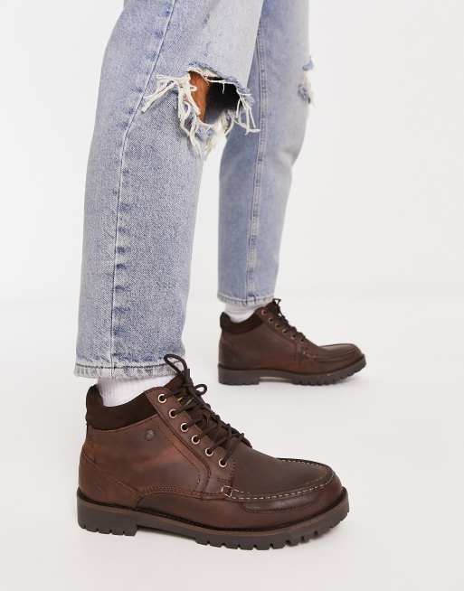 Jack Jones moccasin boot in dark brown