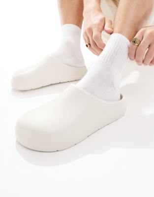 molded mules in cream-White