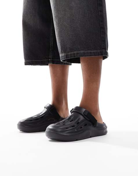 Jack & Jones molded mules with strap in black - view 1