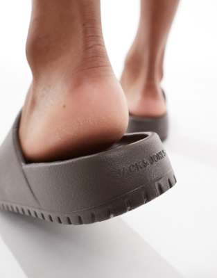 Jack & Jones Molded Slides In Brown