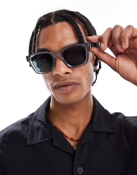 Jack & Jones – Mörkgrå, fyrkantiga solglasögon - view 1