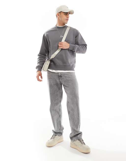 Jack & Jones – Mörkgrå, kraftig tröja i oversize med rund halsringning och 400gsm, 3 av 4