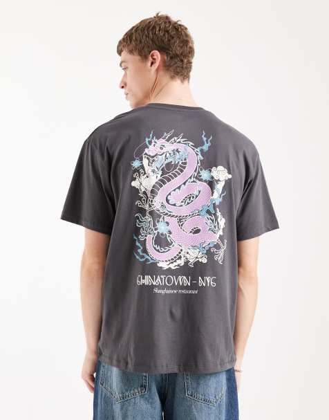 Jack & Jones – Mörkgrå t-shirt med draktryck baktill - view 1