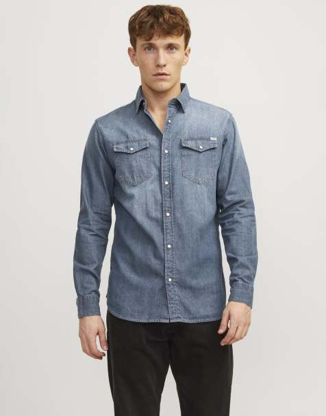 Jack & Jones – Mörkt marinblå jeansskjorta - view 1