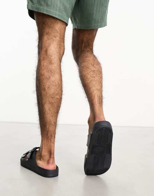 Jack & Jones moulded double strap sandal in black , 3 of 4