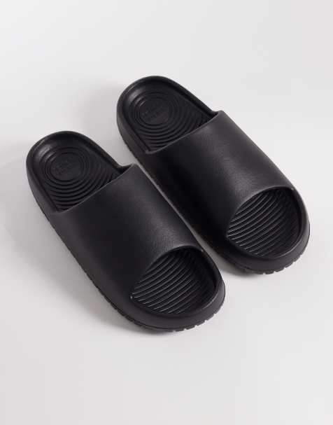 Jack & Jones moulded slider in black - view 1
