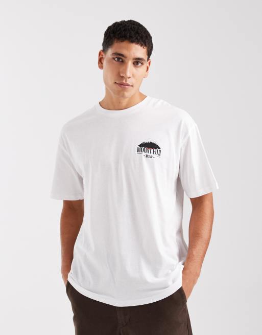Jack & Jones Mount Fuji back print t-shirt in white and orange, 3 of 5