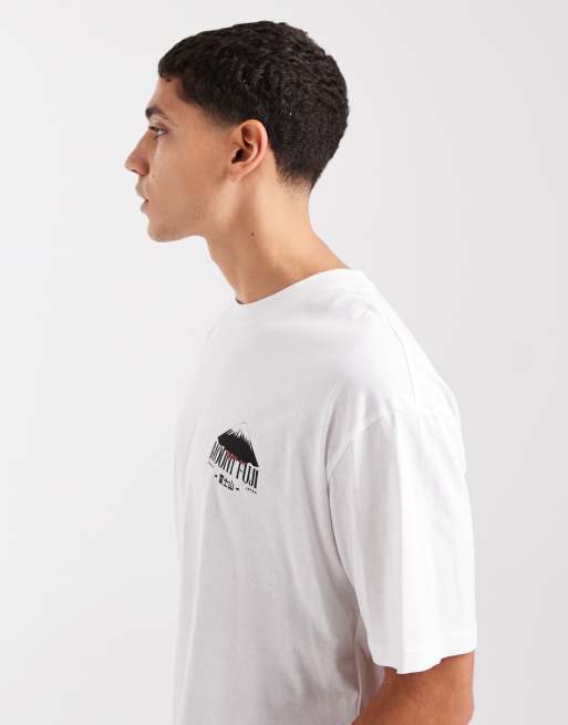 Jack & Jones Mount Fuji back print T-shirt in white and orange | ASOS