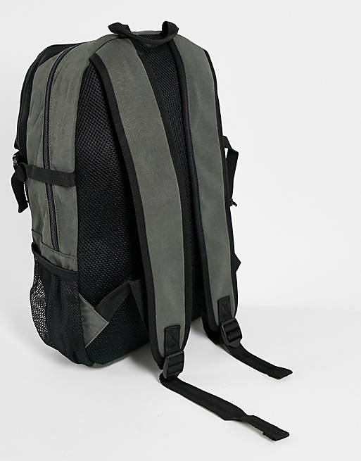 Men Jack & Jones mountain print backpack in dark grey 