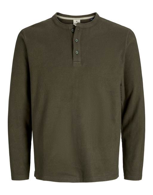 Jack & Jones - Mørk olivengrøn T-shirt med lange ærmer, 7 af 7