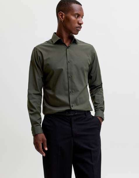 Jack & Jones - Mørk skovgrøn jakkesætsskjorte - view 1
