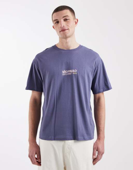 Jack & Jones - Mørkeblå oversized T-shirt med Brasilien-print på ryggen, 3 af 5