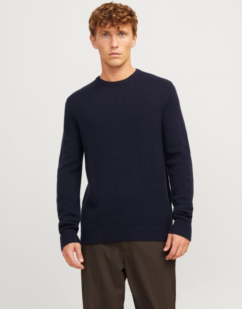 Jack & Jones - Mørkeblå trøje i strikket lammeuld - view 1