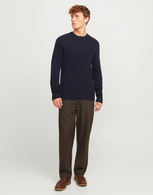 Jack & Jones - Mørkeblå trøje i strikket lammeuld, 4 af 4