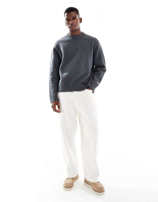 Jack & Jones - Mørkegrå tyk oversized trøje med rund hals, 2 af 5