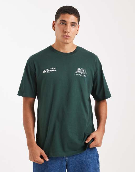 Jack & Jones - Mørkegrøn T-shirt med 'New York'-print bagpå, 3 af 5