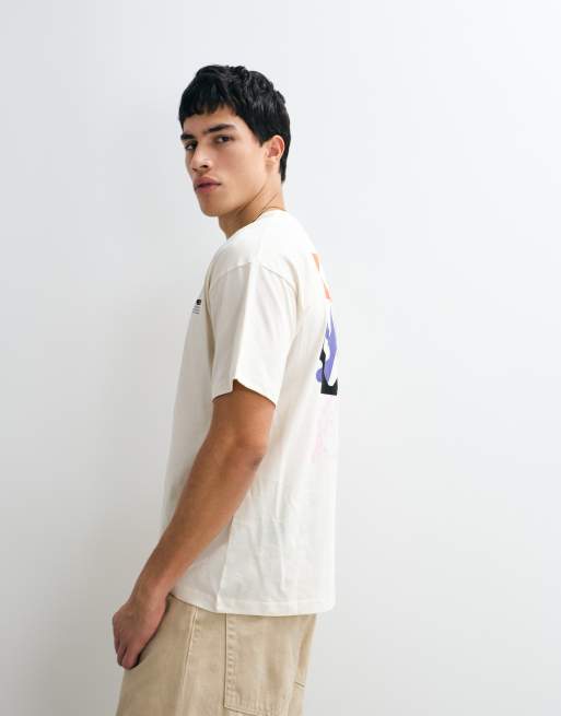 Jack & Jones multicolor geometric back print T-shirt in cream, 5 of 5