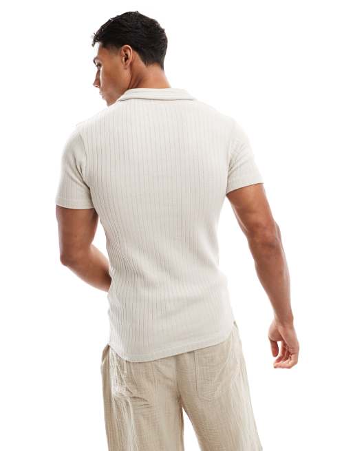 Jack & Jones muscle fit polo shirt in beige, 4 of 4