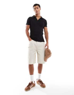 Jack & Jones Muscle Fit Polo Shirt In Black