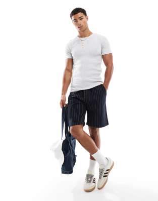 Jack & Jones Muscle Fit Ribbed T-shirt In White