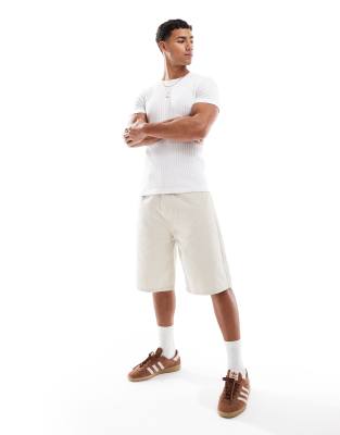 Jack & Jones Muscle Fit Ribbed T-shirt In White
