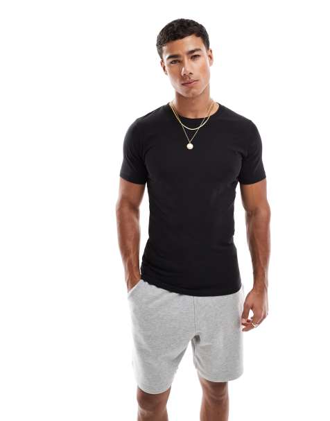 Jack & Jones muscle fit t-shirt in black