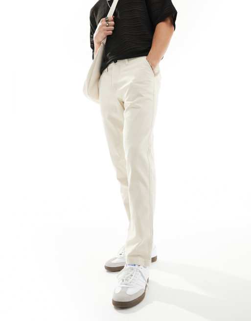 Jack & Jones – Naturvita chinos i regular passform