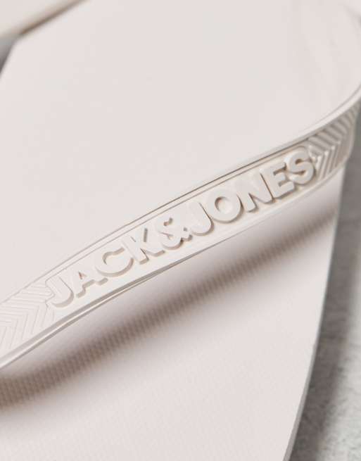 Jack & Jones – Naturvita flip flops med logga, 2 av 4
