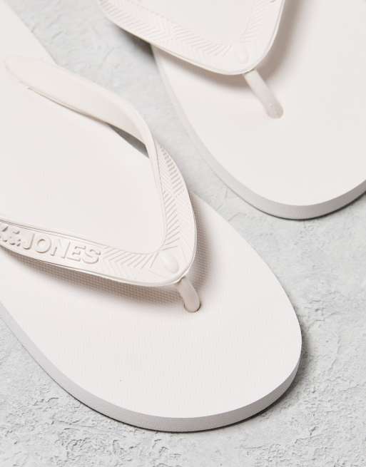Jack & Jones – Naturvita flip flops med logga, 3 av 4