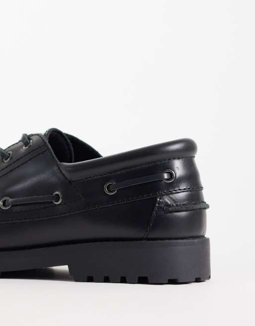 Jack & Jones - Náuticos negros de cuero, 3 de 4