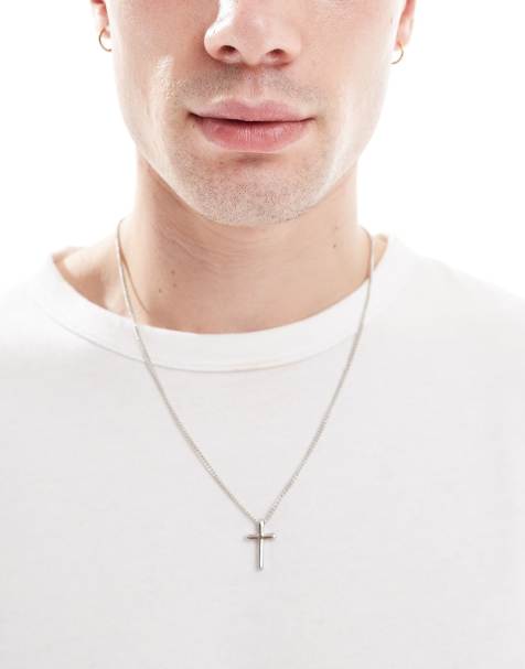 Jack & Jones necklace with cross pendant in silver tone - view 1