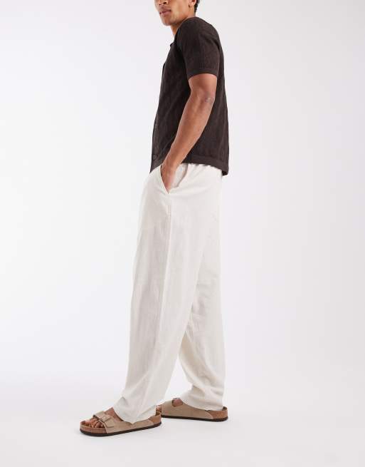 Jack & Jones - Nette broek van linnenmix in beige, 3 van 5