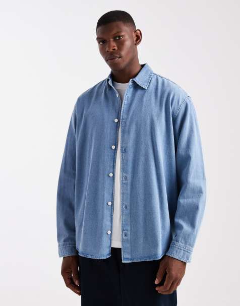 Jack & Jones oversized denim shirt in blue