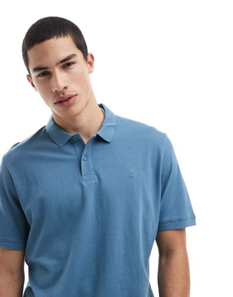 Jack & Jones logo polo shirt in blue