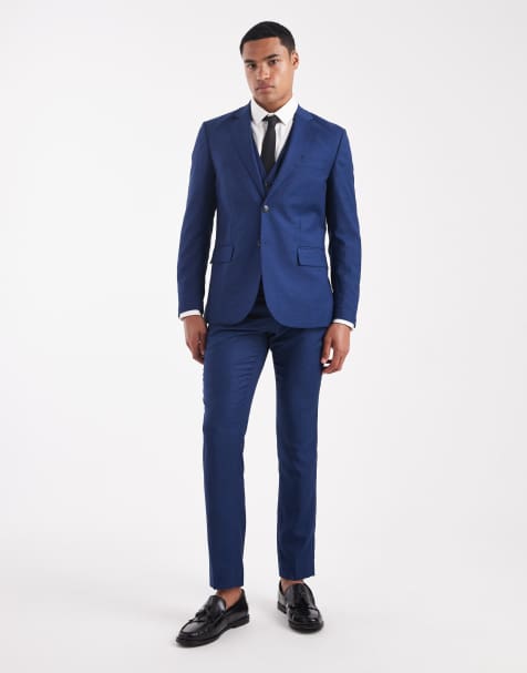 Jack & Jones – Niebieski dopasowany garnitur z mieszanki wełnianej - view 1