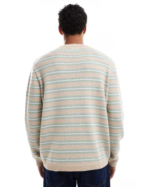 Jack & Jones – Niebieski sweter z dzianiny boucle w paski, 3 z 4