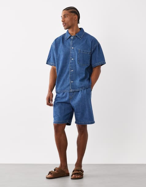 Jack & Jones – Niebieski zestaw jeansowy: koszula z krótkimi rękawami i szorty - view 1
