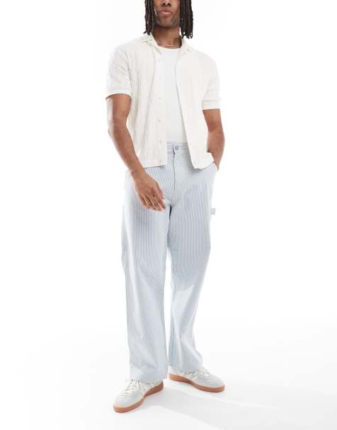 Jack & Jones carpenter trousers with stripe in blue