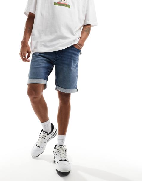 Jack & Jones jog denim shorts in blue