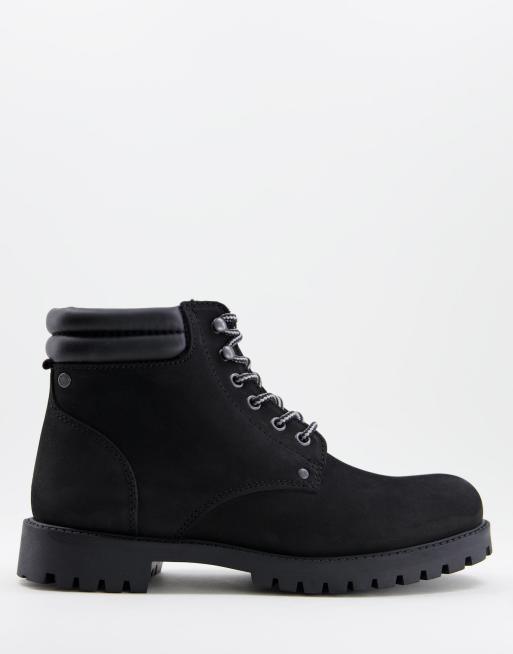 Jack & Jones nubuck trucker boots in black | ASOS