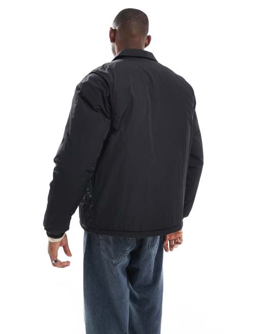 Jack & Jones nylon button through coach jacket in black