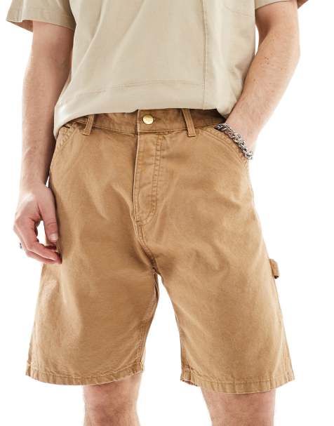 Jack & Jones baggy carpenter fit denim short in tan
